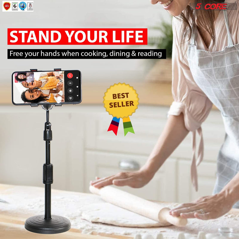 5 Core Cell Phone Stand, Adjustable Angle Height Desk Phone Stand, Thick Case Friendly Phone Holder Stand, Universal Phone Holder, 360 Rotateable, Sturdy & Built to Last- ZM 18-6