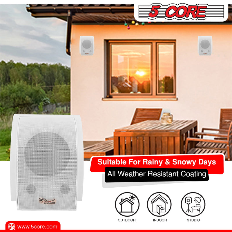 5 Core Outdoor In Wall Speaker 6.5 inch Wall Mount Premium PA Speakers 2 Piece 80W PMPO 30W RMS-9