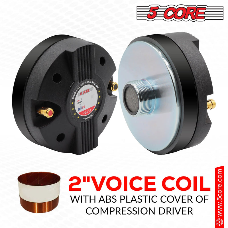 5 Core Horn Tweeter Replacement Compression Driver 110W RMS Tweeter 8 Ohm Compact PA horn Speakers All Weather Horn Speakers 18 T.P.I Tapping -CD 110-7