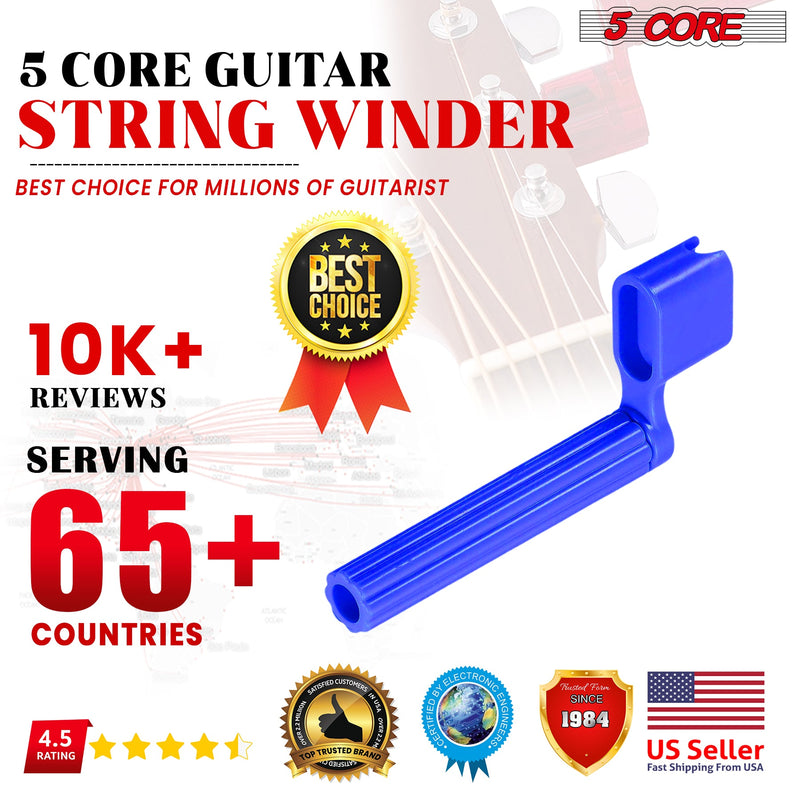 5 Core Guitar String Winder Blue Six pieces| Professional Guitar Peg Winder with Bridge Pin Remover- SW S BLU 6PCS-5