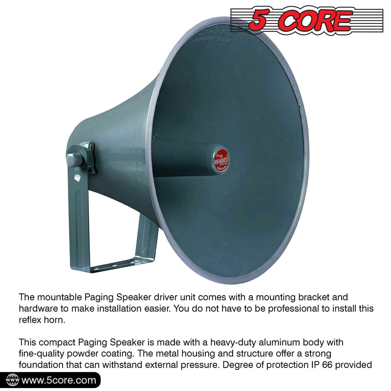 5 Core PA Horn Speaker 16 Inch Outdoor Horn Speakers All Weather Cone Speaker for CB Radio Premium Cornetas Amplificadas w Mounting Bracket -RH 16-6