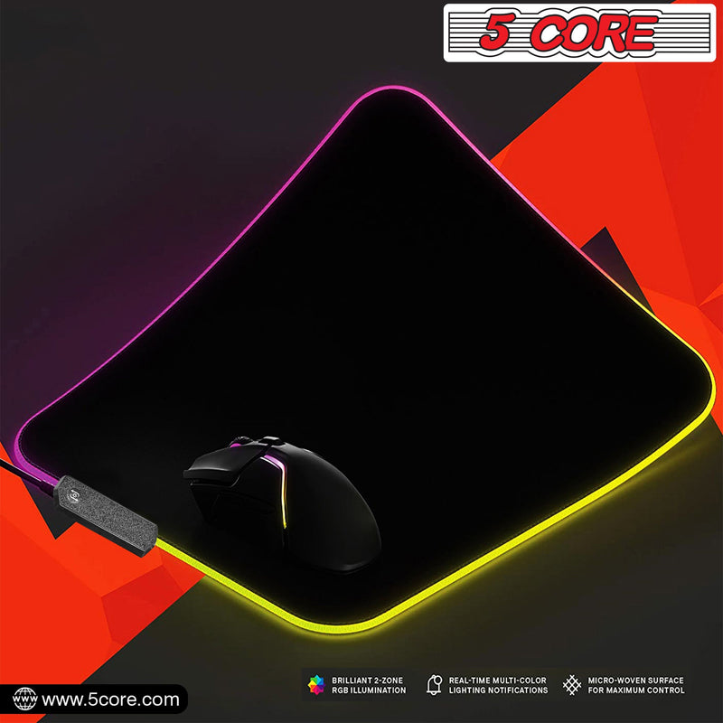 5 Core Gaming Mouse Pad RGB LED LightStandard Size with Durable Stitched Edges and Non-Slip Rubber Base Large Gaming Desk Mouse -MP 300 RGB-1