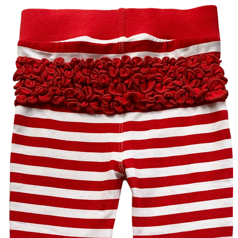 AnnLoren Baby Toddler Big Girls Boutique Red Ruffle Butt Leggings-4