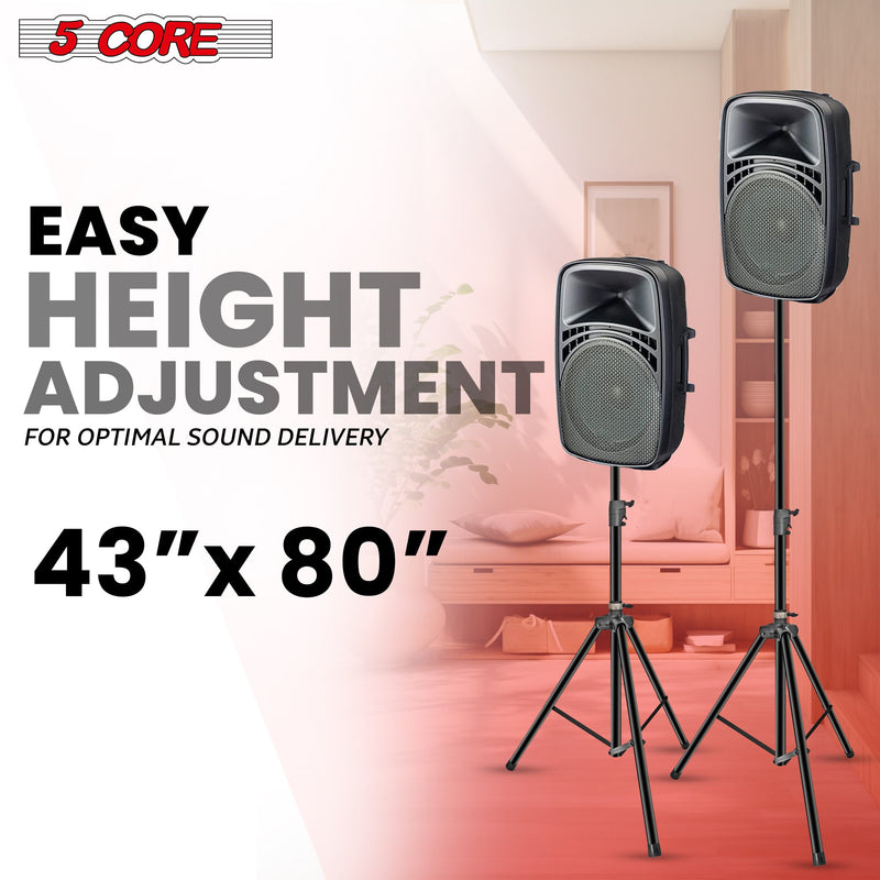 5 Core Air Cushion Speaker Stand Heavy Duty Tripod Hydraulic Speakers Stands Pole Air Powered Raising and Lowering Easy Height Adjustable Universal Studio Monitor Holder -SSHD HYD AIR BLK-5
