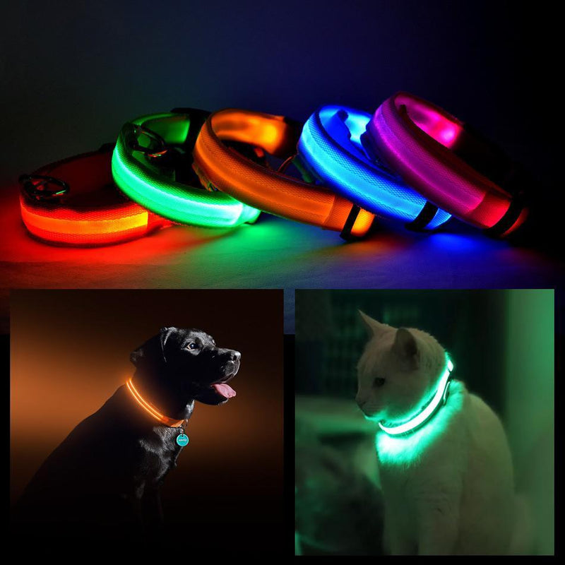 Color: HOT PINK,Size: SMALL - LED PET Safety Halo Style Collar