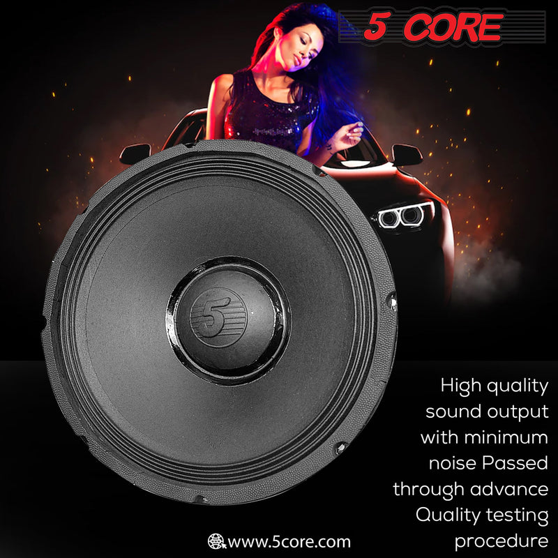 5 CORE 15 Inch Subwoofer Speaker 3000W Peak High Power Handling 300W RMS 15" Replacement 8 Ohm Pro Audio DJ Sub Woofer w/ CCAW Voice Coil Steel Frame 90oz Magnet - 15-185 MS 300W-8