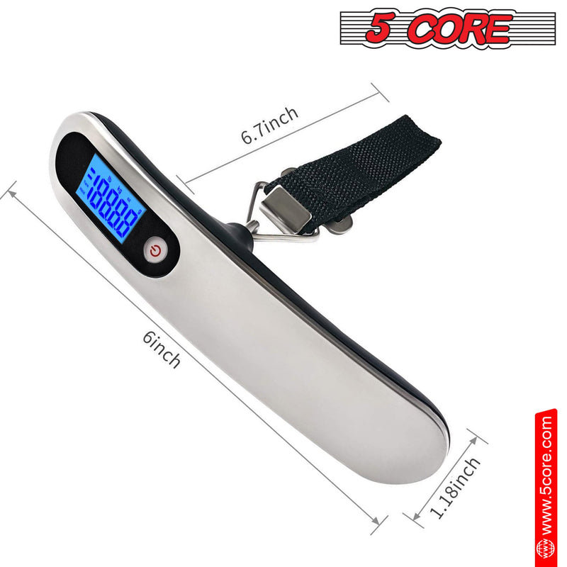 5 Core Luggage Scale 1 Piece 110 Pounds Digital Hanging Weight Scale w Backlight Rubber Paint Handle Battery Included- LS-005-4