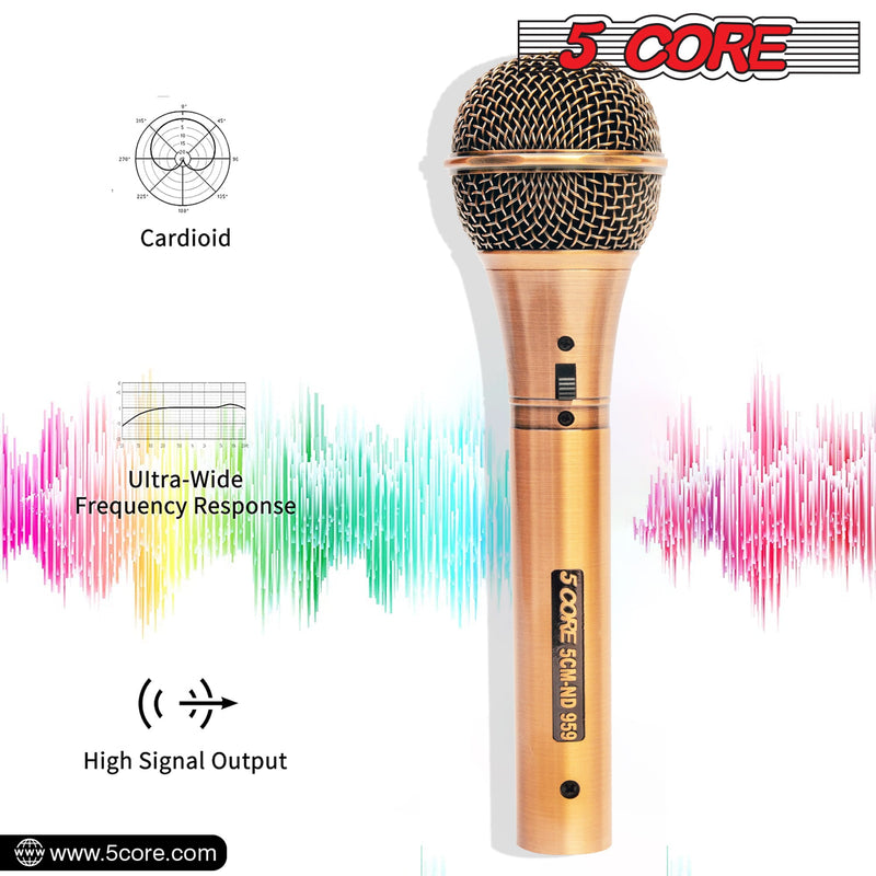 5Core Microphone Pro Neodymium Dynamic Mic XLR Audio Cardiod Karaoke w/ Mic Clip ND-959 Elantra-2