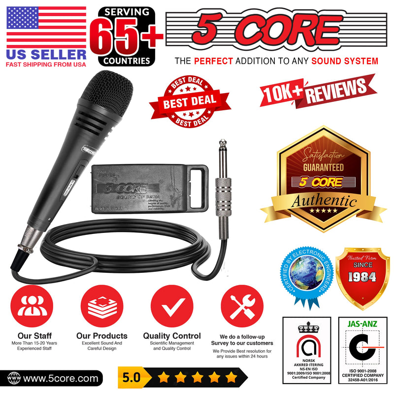 5 Core Microphone Professional Dynamic Karaoke XLR Wired Mic w ON/OFF Switch Pop Filter Cardioid Unidirectional Pickup Handheld Micrófono -ND 3200X-14