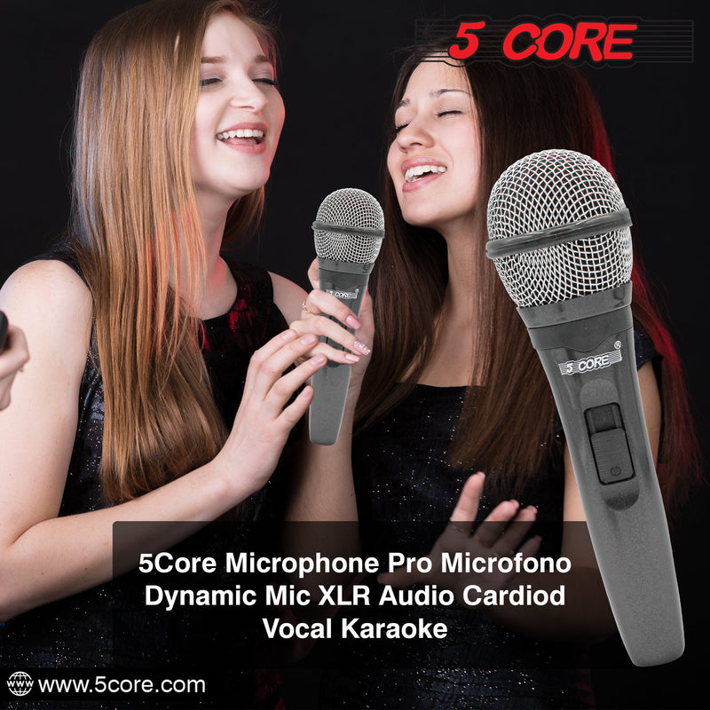 5 Core Karaoke Microphone Dynamic Vocal Handheld Mic Cardioid Unidirectional Microfono w On and Off Switch Includes XLR Audio Cable Mic Holder -PM 600-12
