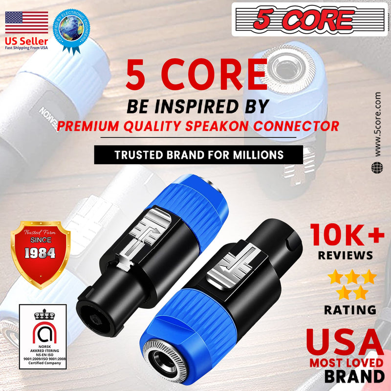 5 Core 2Pcs Speakon To 1/4 Adapter Connector, Upgraded 1/4 Female To Male Connector Speaker SPKN ADP 2PCS-15