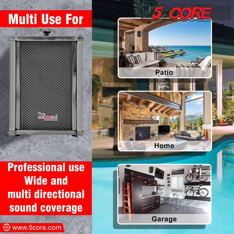 5 Core 6x4 Inch In Wall Speaker Pair High Performance 10W Outdoor Indoor Speaker with Effortless Mounting Swivel All Weather Resistance - 10T G 2PCS-7
