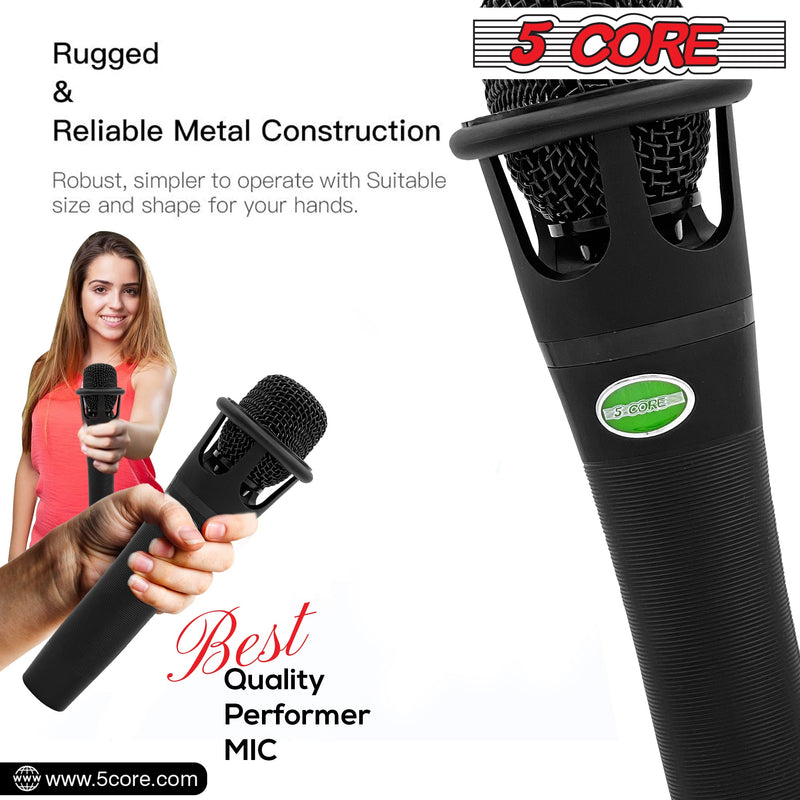 5 Core Microphone Karaoke XLR Wired Professional Dynamic w Pop Filter Cardioid Unidirectional Pickup w Cable Mic Holder Mini Tripod -MIC CROWN-6