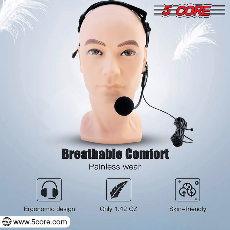 5 Core 3.5mm Head-Mounted Wired headset microphone Condenser Headworn Microphone with MIC-7