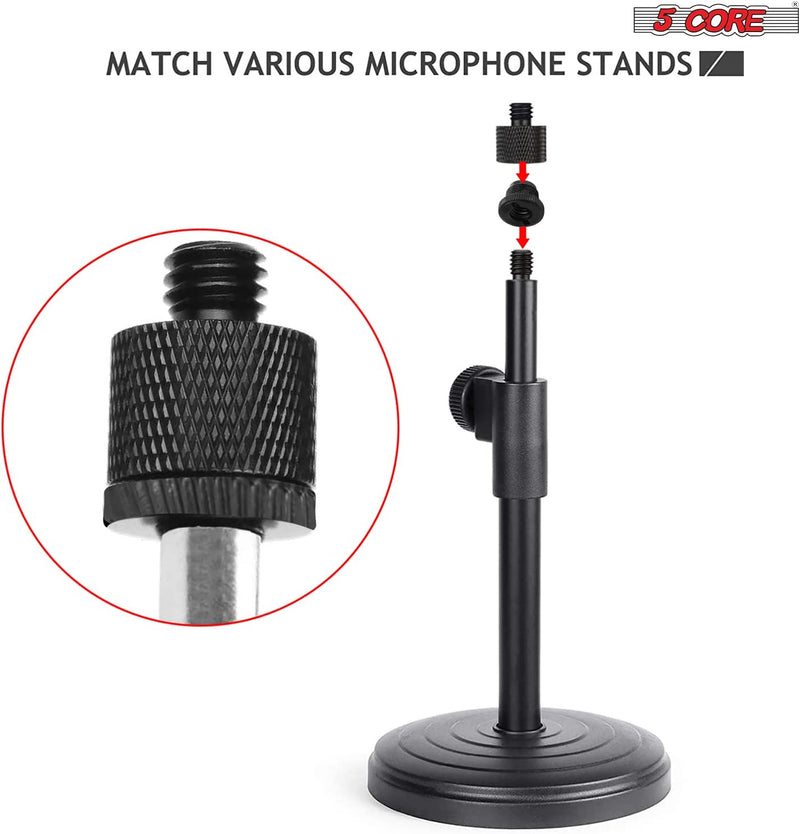 5 Core Mic Stand Adapter 2 Pieces Black 3/8 Female to 5/8 Male Plastic Mic Screw Adapter Microphone Tripod Stand Screw - MS ADP P BLK 2PCS-7