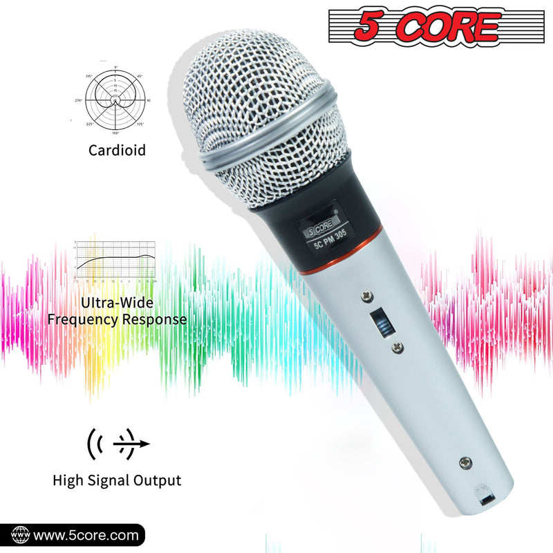 5 Core Microphone Karaoke XLR Wired Mic Professional Studio Microfonos w ON/OFF Switch Pop Filter Cardioid Unidirectional Pickup Handheld -PM 305-4