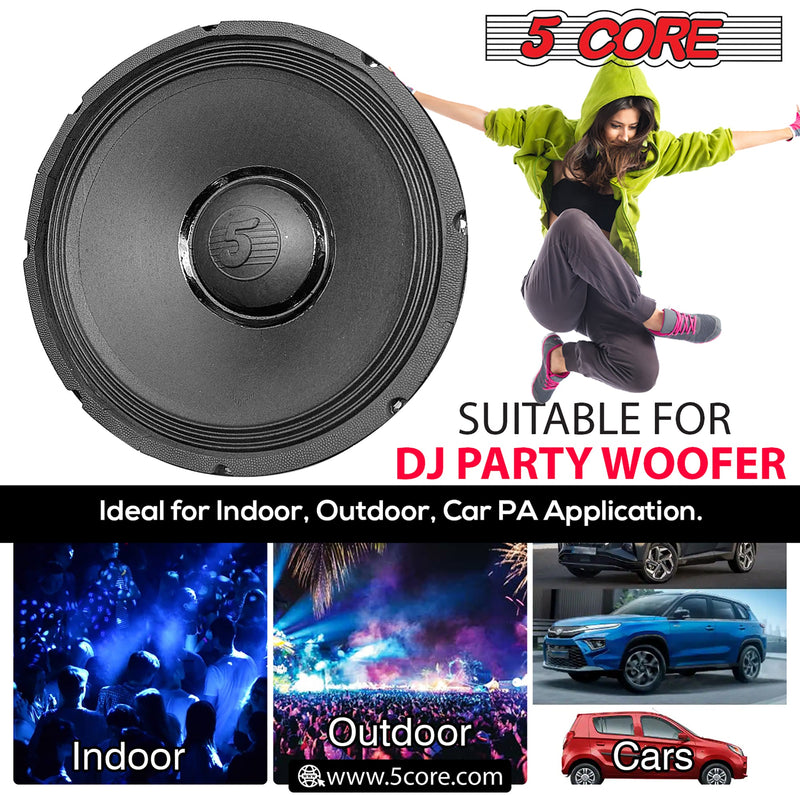 5 CORE 15 Inch Subwoofer Speaker 3000W Peak High Power Handling 300W RMS 15" Replacement 8 Ohm Pro Audio DJ Sub Woofer w/ CCAW Voice Coil Steel Frame 90oz Magnet - 15-185 MS 300W-9
