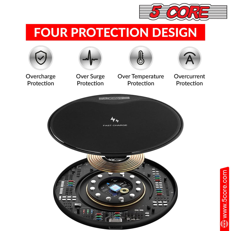 5 Core Wireless Charger Charging Station Fast QI Charging Pad w Upgraded Coil Case Friendly Wireless Samsung iPhone Fast Charging Station - CDKW01 B-3