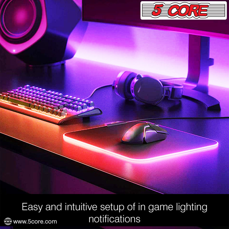 5 Core Gaming Mouse Pad RGB LED LightStandard Size with Durable Stitched Edges and Non-Slip Rubber Base Large Gaming Desk Mouse -MP 300 RGB-6