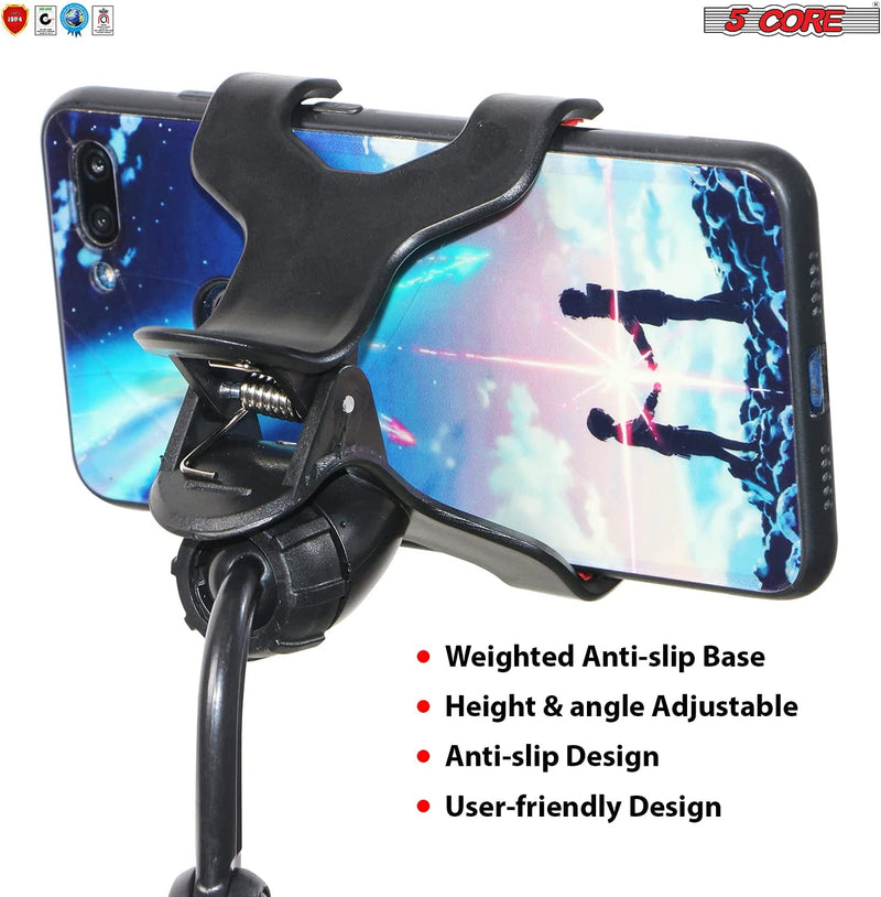 5 Core Cell Phone Stand, Adjustable Angle Height Desk Phone Stand, Thick Case Friendly Phone Holder Stand, Universal Phone Holder, 360 Rotateable, Sturdy & Built to Last- ZM 18-8