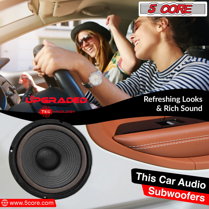 5 Core 6 Inch Subwoofers 30W RMS Raw Replacement Speaker 4 OHM Pro Audio Car Sub Woofer System Powerful Bass Stereo Subwoofers -WF 672 2 PCS-8