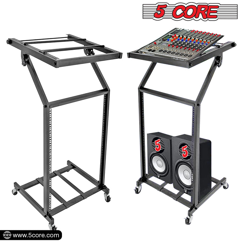 5 Core Audio Rack Black DJ Controller Mixer Stand Adjustable Recording Studio Racks Heavy Duty Amplifier Rackmount Portale DJ Cart - RACK STAND 16U-2