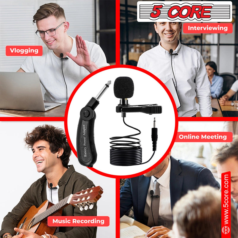 5 Core Professional Lavalier Microphone | Omnidirectional Condenser Mic with Adapter| for Podcasting, Recording, Vlogging, Compatible with Smartphone, DSLR, Camera, PC, Computer, Laptop- CM-WRD 50-11