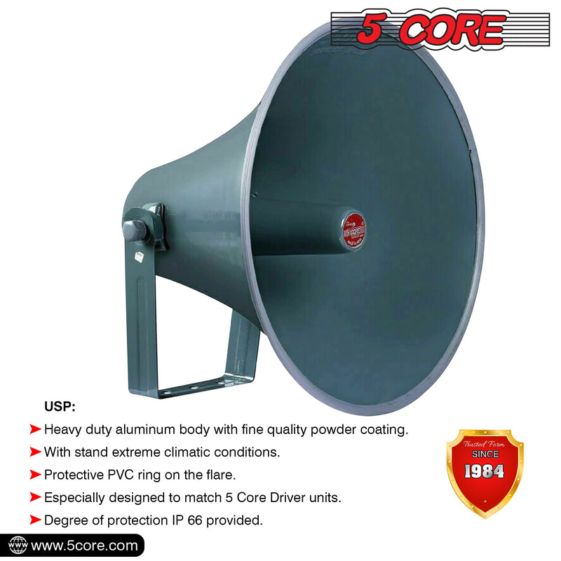 5 Core PA Horn Speaker 16 Inch Outdoor Horn Speakers All Weather Cone Speaker for CB Radio Premium Cornetas Amplificadas w Mounting Bracket -RH 16-5