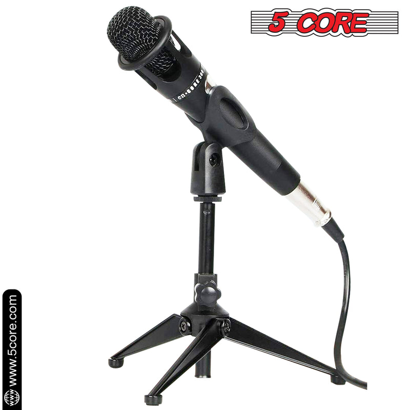 5 Core Universal Small Desktop Microphone Stand Adjustable Tabletop Mic Stand For Dynamic Wired Microphone Samson Q2U Shure SM58 SM57 -MS MINI TRI BLK-1