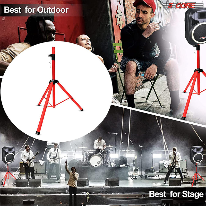 5 Core Speakers Stands 1 Piece Red Height Adjustable Tripod PA Monitor Holder for Large Speakers DJ Stand Para Bocinas - SS ECO 1PK RED WoB-9