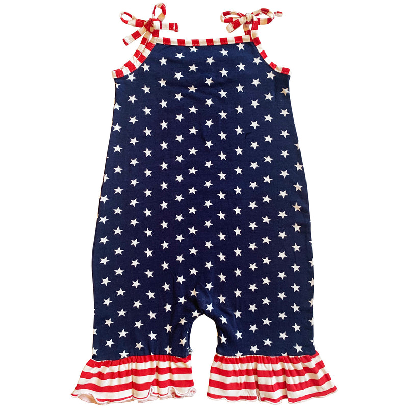 AnnLoren Star & Stripes July 4th Patriotic Baby Girls' Romper Toddler Jumpsuit-1