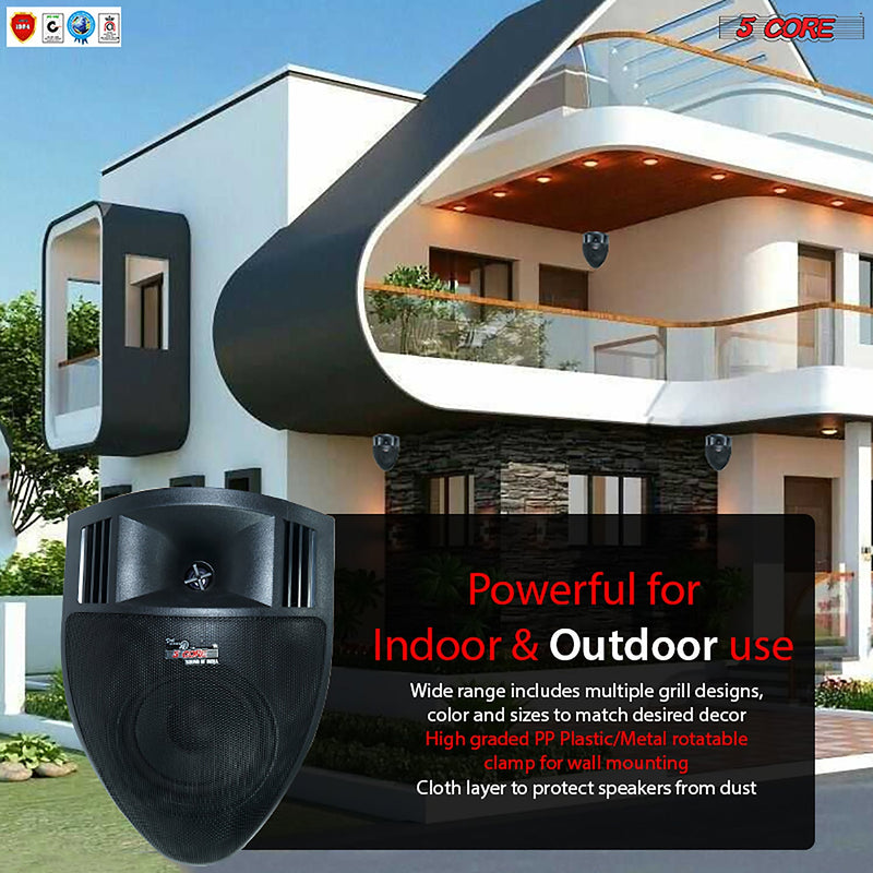 5 Core Outdoor Speaker Wired Waterproof System Wall Mounted Indoor Outside Patio Backyard Surround Sound Home Exterior CORNER-8