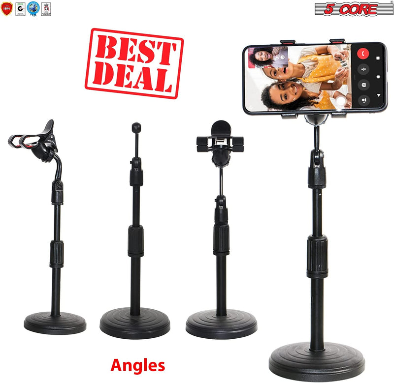 5 Core Cell Phone Stand, Adjustable Angle Height Desk Phone Stand, Thick Case Friendly Phone Holder Stand, Universal Phone Holder, 360 Rotateable, Sturdy & Built to Last- ZM 18-4