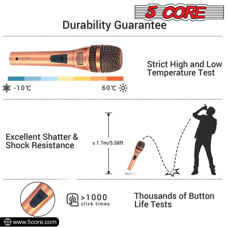 5 Core Microphone Professional Dynamic Karaoke XLR Wired Mic w ON/OFF Switch Pop Filter Cardioid Unidirectional Micrófono -ND-807 CoppereX-8