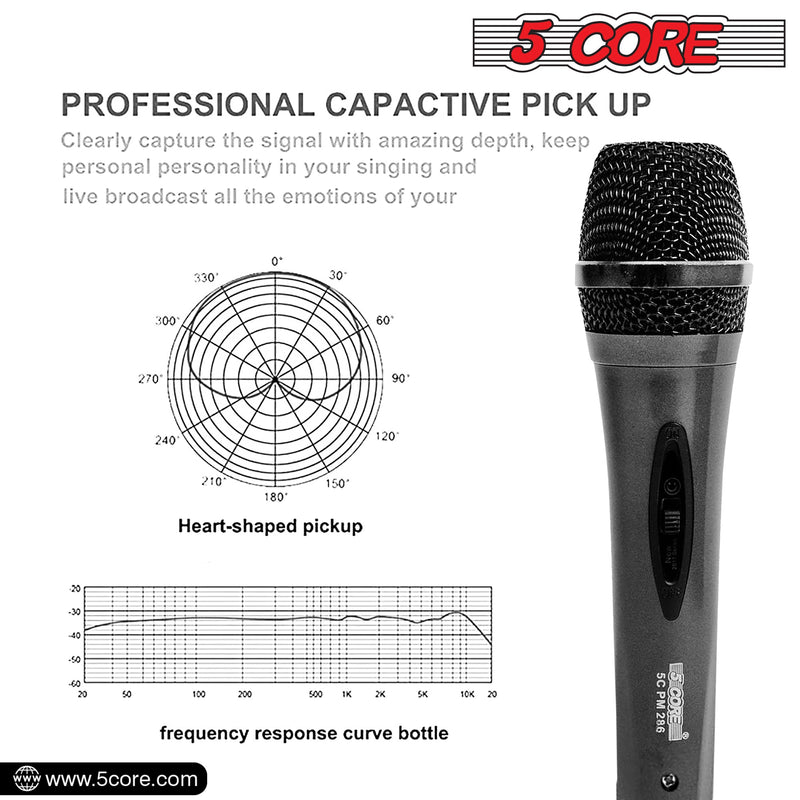 Microphone Pro Microfono Dynamic Mic XLR Audio Cardiod Vocal Karaoke 5Core PM-286-3