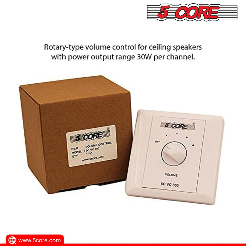 5 Core speaker selector Volume Control Switch Rotary Knob Fader Control Indoor Outdoor whole House Speaker System Volume Control Wall Switch - VC 003-5