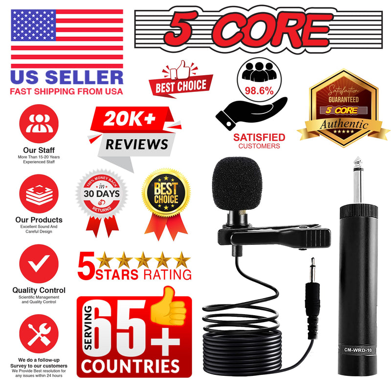 5 Core Lavalier Microphone for iPhone & Tablet External Clip On Mini Lapel Mic for Video Recording & Vlogging with 3.5mm Connector -MIC WRD 10-12