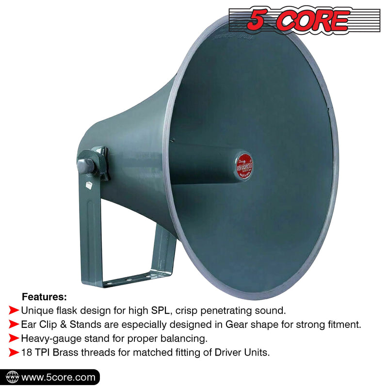 5 Core PA Horn Speaker 16 Inch Outdoor Horn Speakers All Weather Cone Speaker for CB Radio Premium Cornetas Amplificadas w Mounting Bracket -RH 16-4