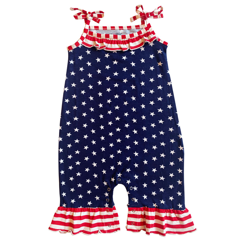 AnnLoren Star & Stripes July 4th Patriotic Baby Girls' Romper Toddler Jumpsuit-0