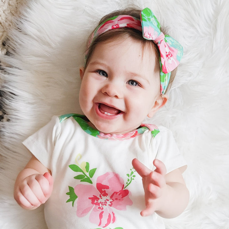 AnnLoren Baby Girls Layette Floral Onesie Pants Headband 3pc Gift Set Clothing-4