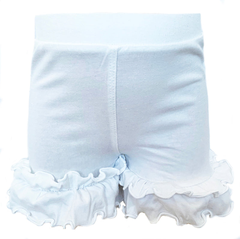 AnnLoren Girls White Knit Ruffle Shorts 4/5T-7/8-0