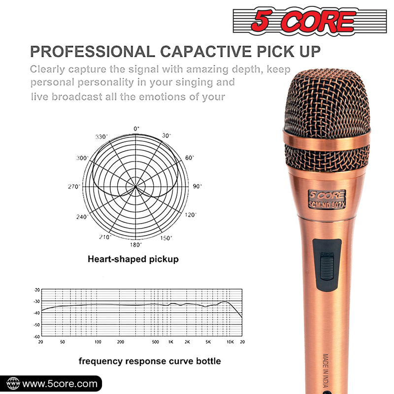 5 Core Microphone Professional Dynamic Karaoke XLR Wired Mic w ON/OFF Switch Pop Filter Cardioid Unidirectional Micrófono -ND-807 CoppereX-9
