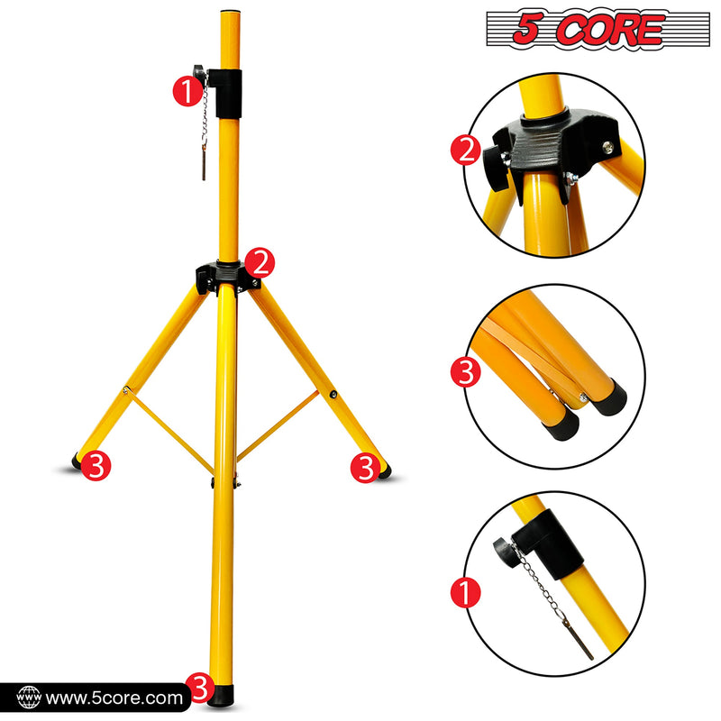 5 Core Speakers Stands 1 Piece Yellow Height Adjustable Tripod PA Monitor Holder for Large Speakers DJ Stand Para Bocinas - SS ECO 1PK RED WoB-2