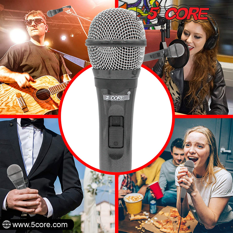 5 Core Karaoke Microphone Dynamic Vocal Handheld Mic Cardioid Unidirectional Microfono w On and Off Switch Includes XLR Audio Cable Mic Holder -PM 600-14