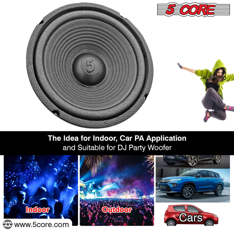 5 Core 8 Inch Subwoofers 50W RMS Raw Replacement Speaker 4 OHM Pro Audio Car Sub Woofer System Powerful Bass Stereo Subwoofers - WF 8"-890 1 PC-11