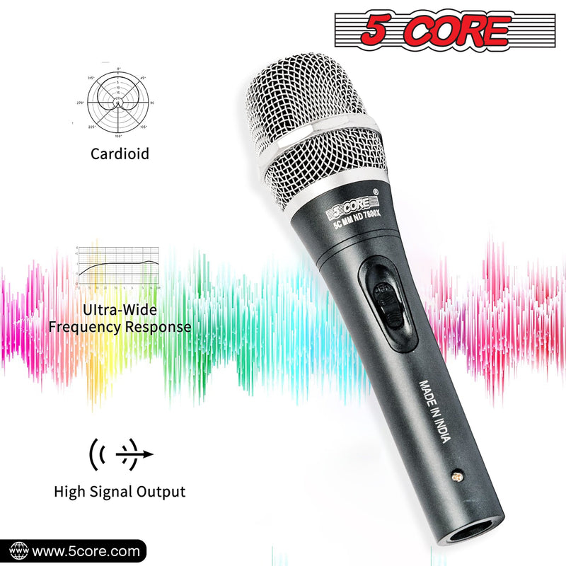 5 Core Microphone Professional Dynamic Karaoke XLR Wired Mic w ON/OFF Switch Pop Filter Cardioid Unidirectional Pickup Handheld Micrófono -ND-7800X-1