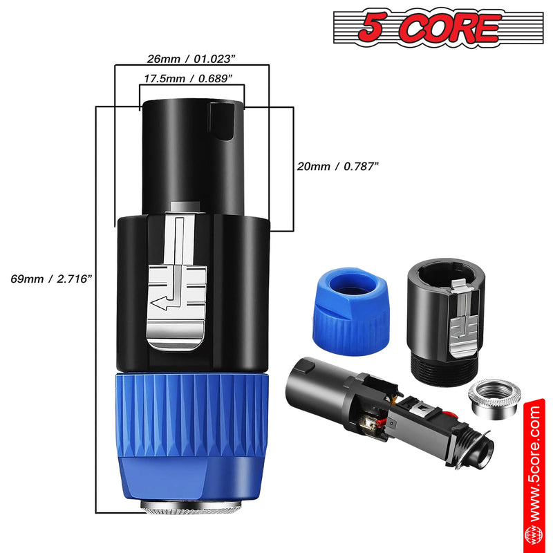 5 Core 2Pcs Speakon To 1/4 Adapter Connector, Upgraded 1/4 Female To Male Connector Speaker SPKN ADP 2PCS-9