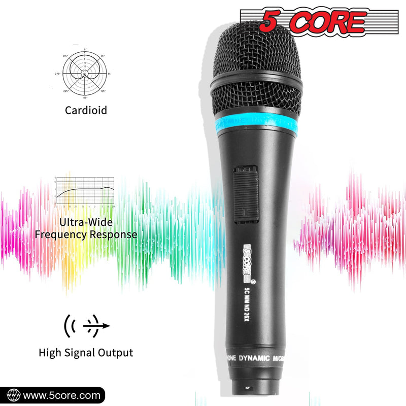5Core Dynamic Microphone Cardioid Microphone Unidirectional Handheld Mic XLR Karaoke Microphone Singing ND-26X-1