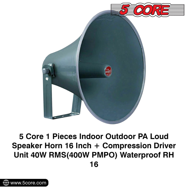 5 Core PA Horn Speaker 16 Inch Outdoor Horn Speakers All Weather Cone Speaker for CB Radio Premium Cornetas Amplificadas w Mounting Bracket -RH 16-3