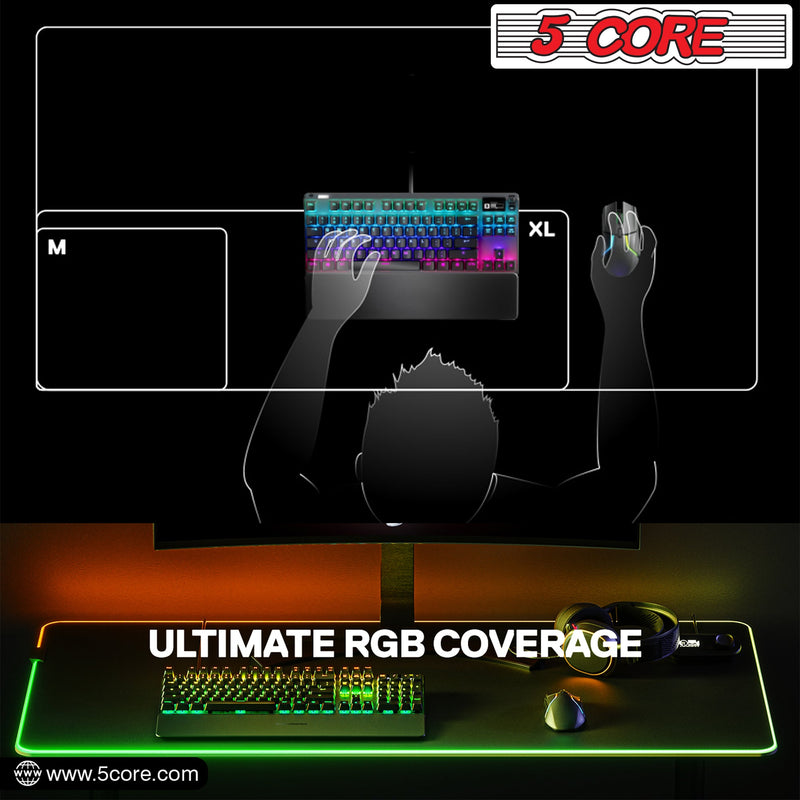 5 Core Gaming Mouse Pad RGB LED LightStandard Size with Durable Stitched Edges and Non-Slip Rubber Base Large Gaming Desk Mouse -MP 300 RGB-7